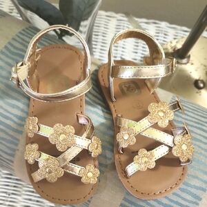 Gold Floral Kids Sandals